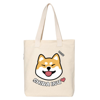 Shiba Inu Male And Female Shoulder Bag Canvas Large Capacity
