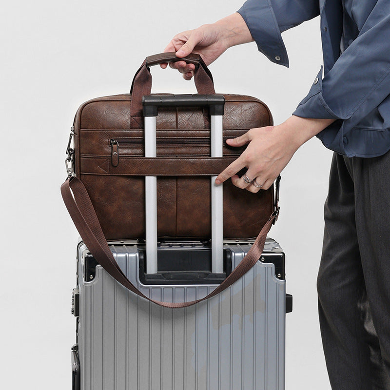 Retro Crazy Horse Pattern Briefcase