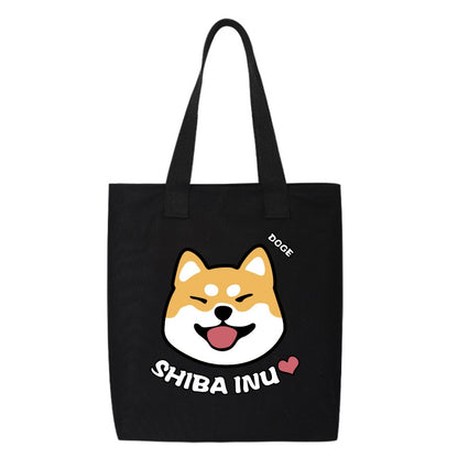 Shiba Inu Male And Female Shoulder Bag Canvas Large Capacity