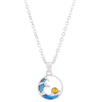 Collar con colgante de gota de agua azul HAILANG Sun para mujer