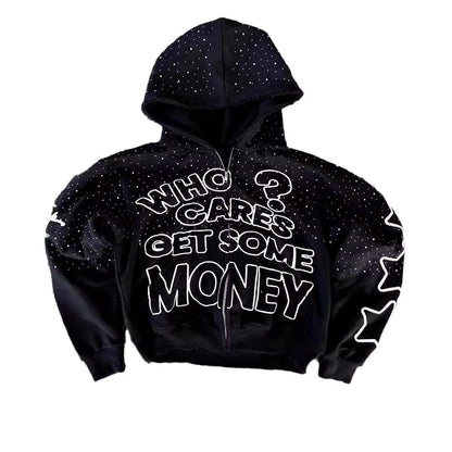 Sudadera con capucha y estampado de letras de estilo oscuro de High Street, estilo europeo y americano