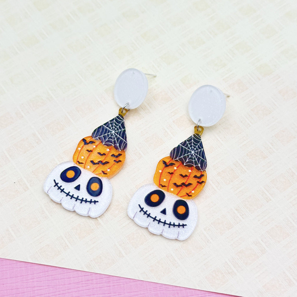 Halloween Day Ornament Colorful Ghost Eyes Funny Acrylic Earrings For Women