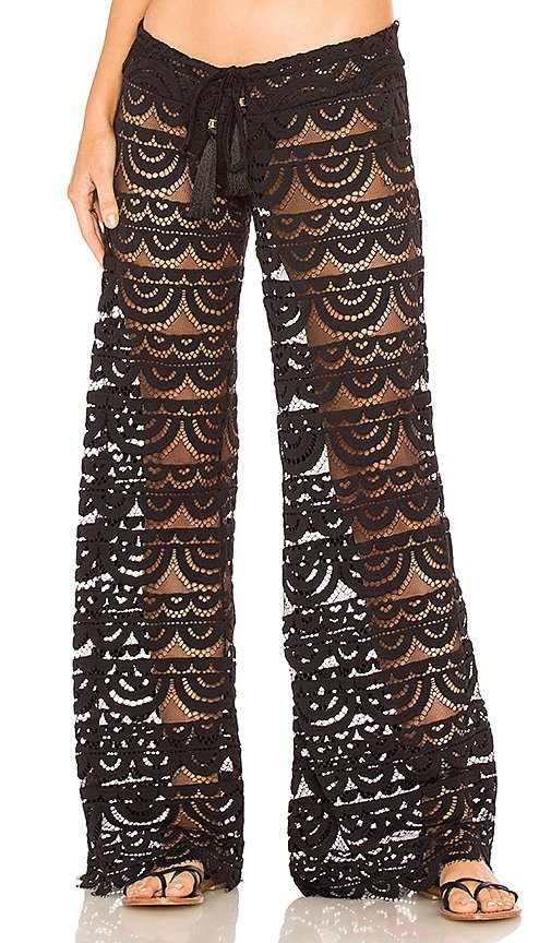 Sweet Lace Hollow-out Wide-leg Pants For Women
