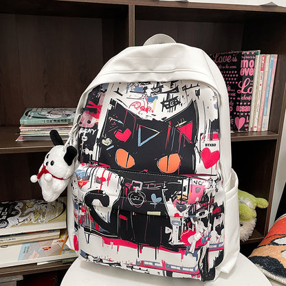 Personalisierter Graffiti-Rucksack im Harajuku-Stil für Mädchen, einfach, passend