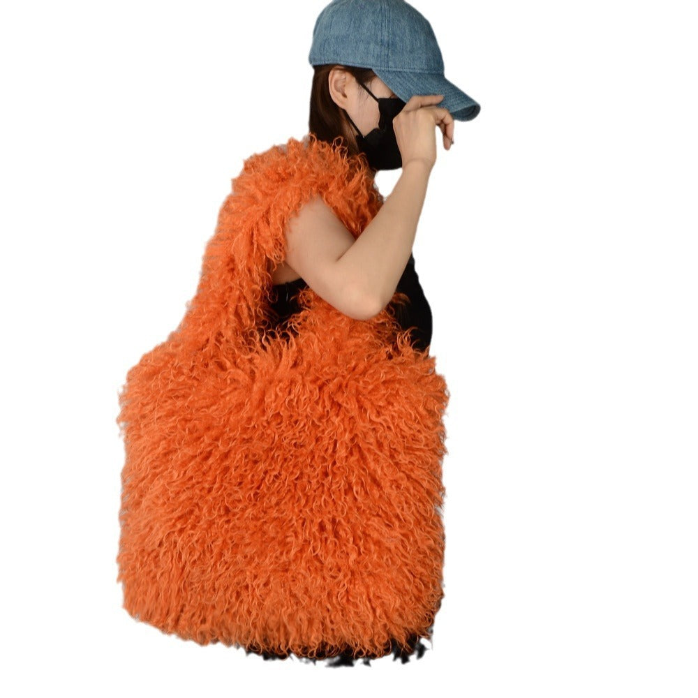Faux Fur Beach Wool Plush Bag