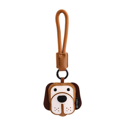 Llavero de coche de cuero con forma de cachorro de dibujos animados