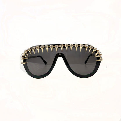 Gafas de sol extragrandes con diseño steampunk de diamantes para mujer de lujo