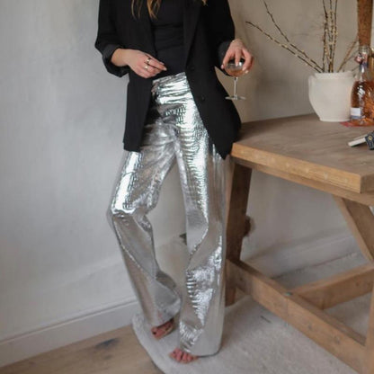 Taillenlange gerade Hosen für Damen