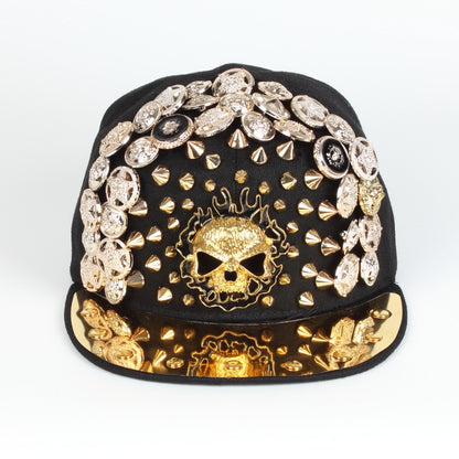 Gorra de béisbol con remaches de leopardo y calavera para hombre y mujer