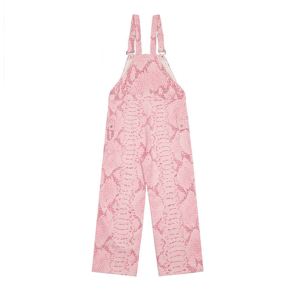 Animal Snake Pattern Camouflage Suspender Pants Men - BAGMODA