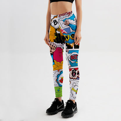 Bedruckte Anime-Leggings für Damen, schmale Passform, Trainingshose für Füße