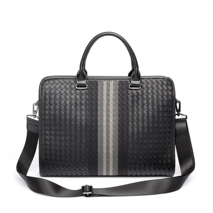 Stitching Woven Business Casual Aktentasche Herren Schulter Crossbody Computertasche