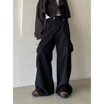 Retro Einfarbige elastische lässige Hose mit weitem Bein für Damen