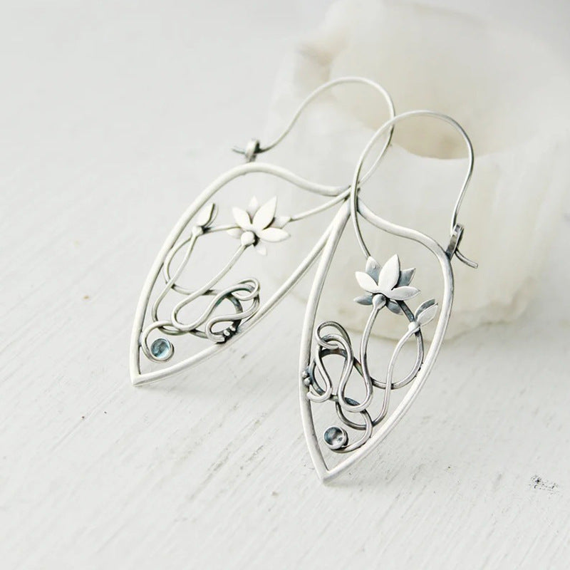Rhinestone Women's Elegant Lotus Vine Temperament Earrings