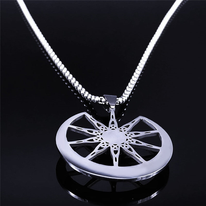 Simple Moon And Star Pendant Necklace Stainless Steel