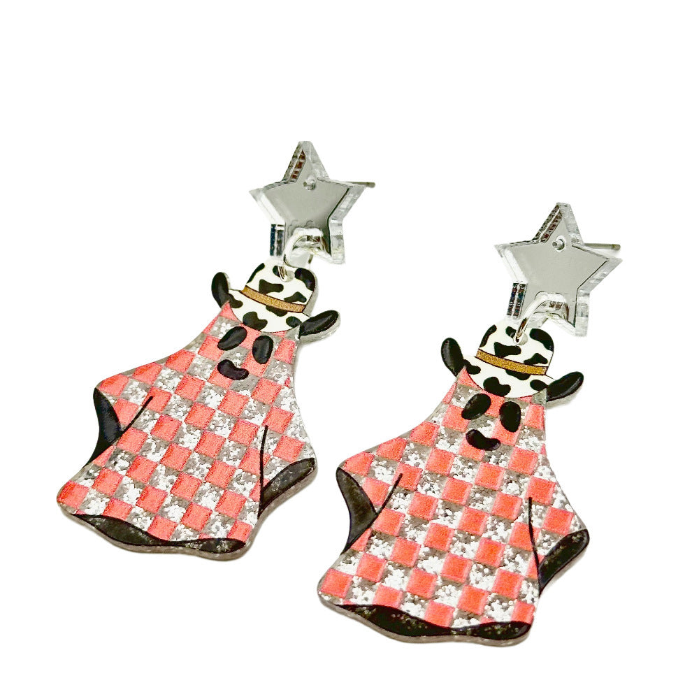 Halloween Day Ornament Colorful Ghost Eyes Funny Acrylic Earrings For Women