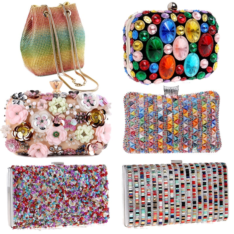 Diamonds Metal Rhinestones Beading Clutch