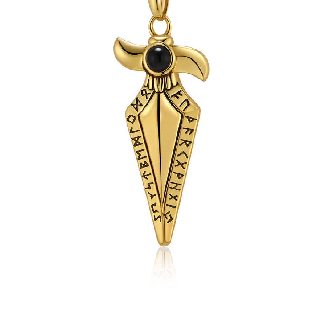 Nordic Retro Viking Text Stainless Steel Necklace