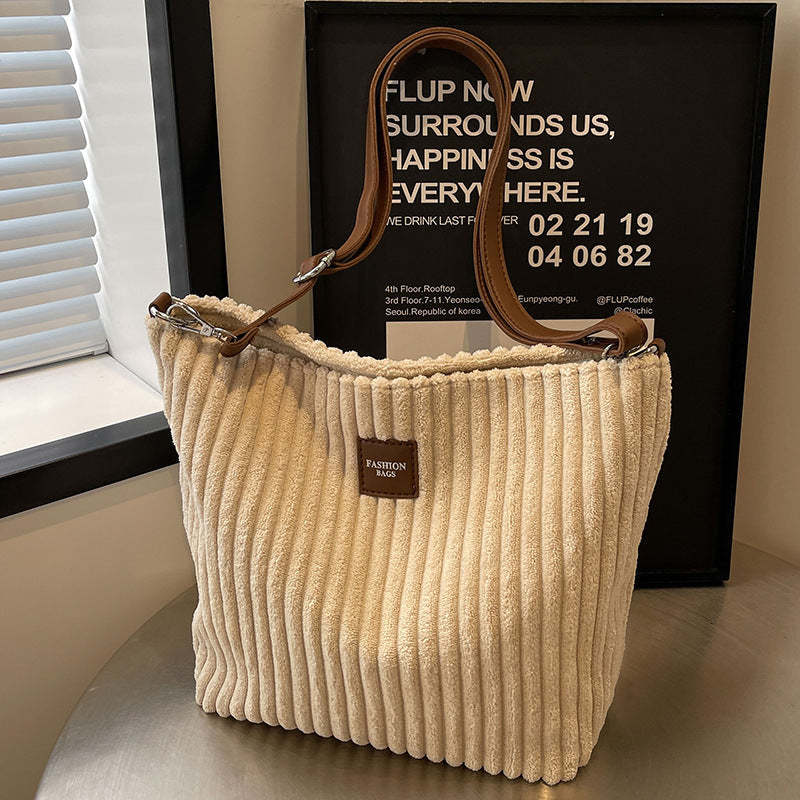 Versatile Corduroy Shoulder Bag