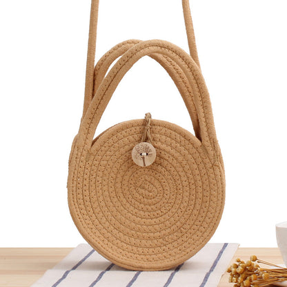 Bolso bandolera de playa redondo de paja tejida