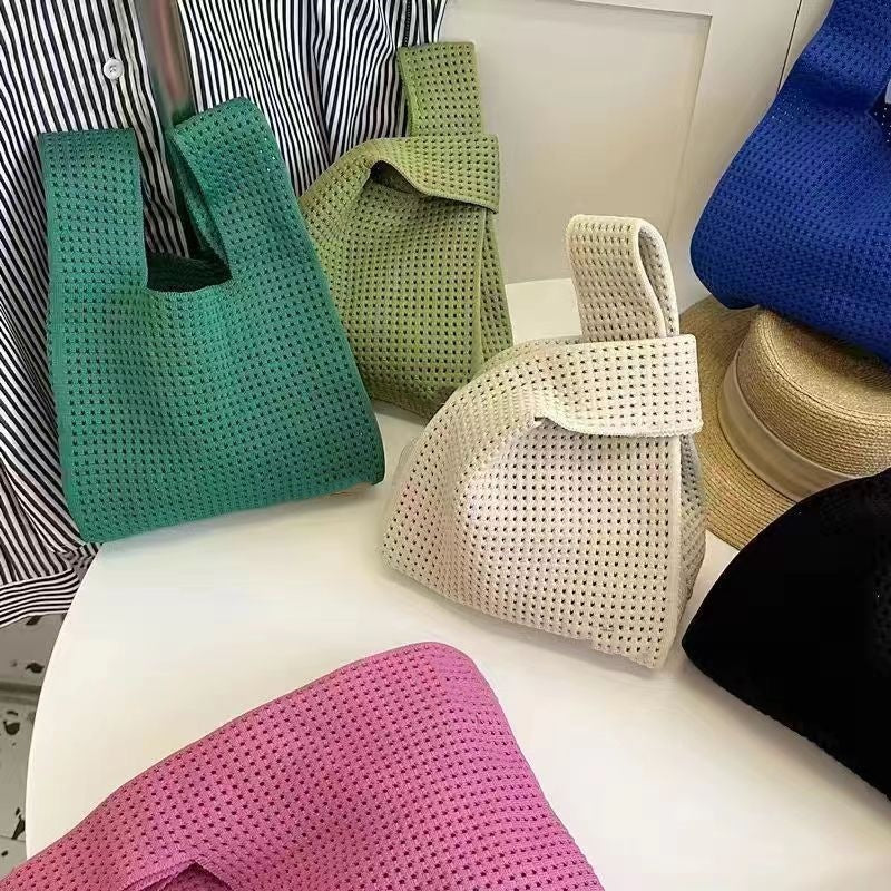 Bolso de mano retro de punto hueco para mujer