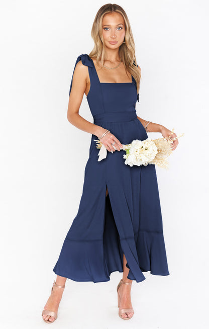 Temperamentvolles Hosenträger-Split-Kleid mit Schnürdesign, modische Sommer-Strandkleider mit Rüschen für Damen