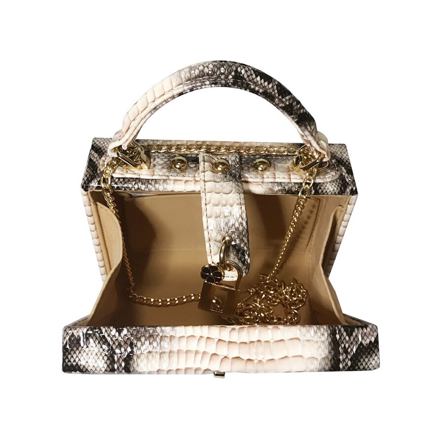 Snake Print Box Handbag