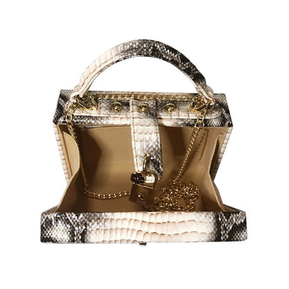 Snake Print Box Handbag - BAGMODA