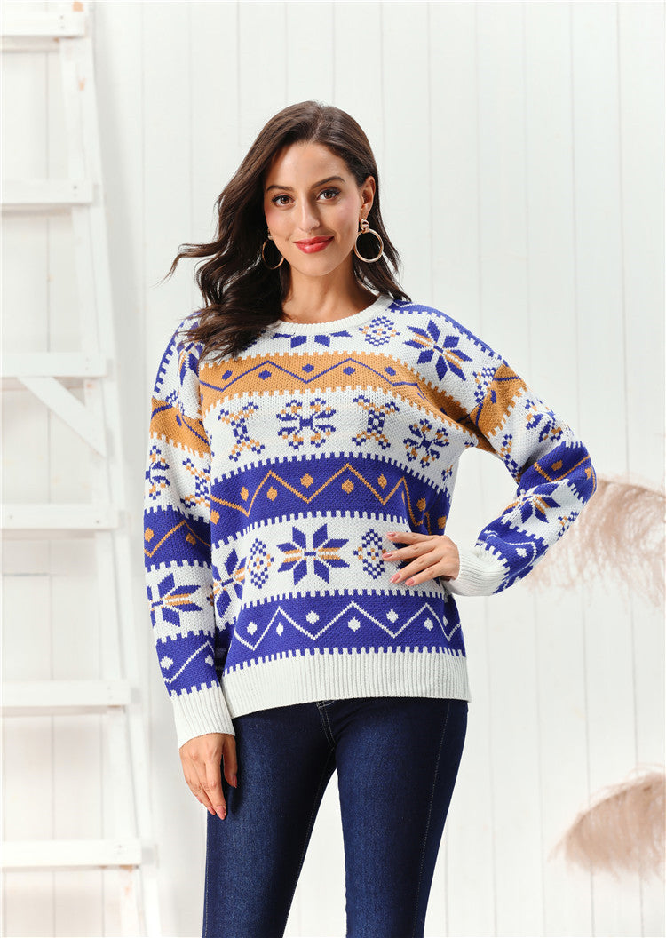 Crew Neck Pullover Sweater Loose Casual Long Sleeves Knitwear