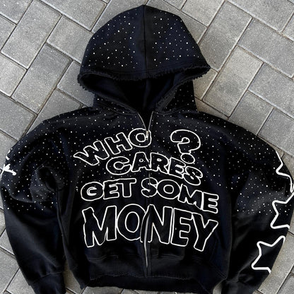 Sudadera con capucha y estampado de letras de estilo oscuro de High Street, estilo europeo y americano