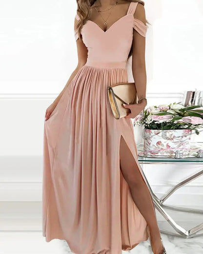 Vestido bohemio con escote en V y tirantes finos para mujer, largo y fluido, para fiesta en la playa