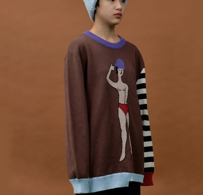 Autumn winter sweater women's head full cotton knitwear, embroidery loose hundred set long-sleeved coat