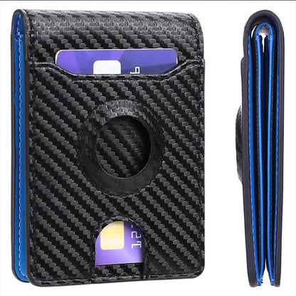 Cartera de cuero de fibra de carbono con seguimiento para hombre