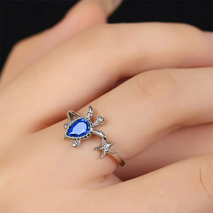 Anillo con diseño de animales lindos del océano, viento hawaiano, vacaciones en la playa