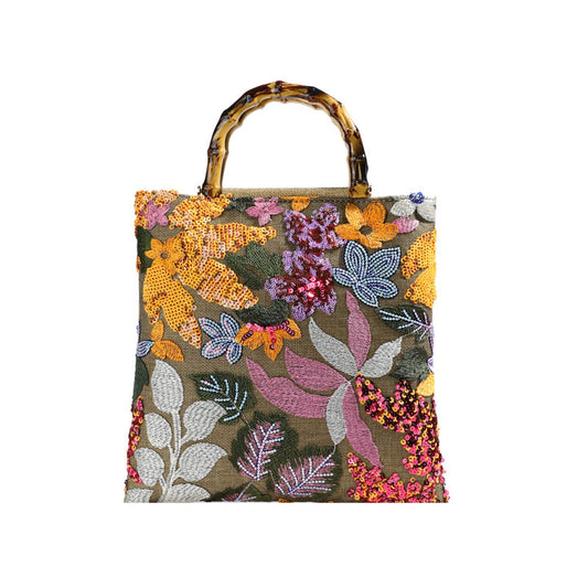 Celeste Vintage Bamboo Embroidery Tote Bag