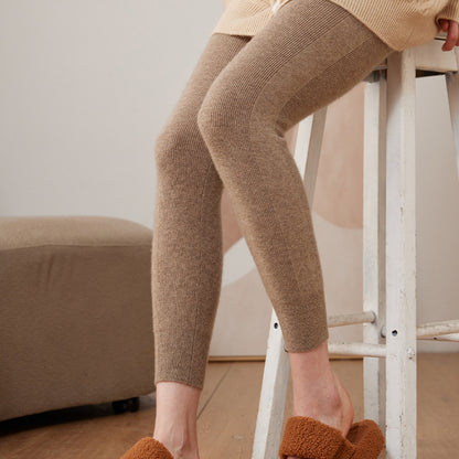 Mallas de cachemira con cordón ajustable para mujer, ropa interior de cintura alta, leggings ajustados