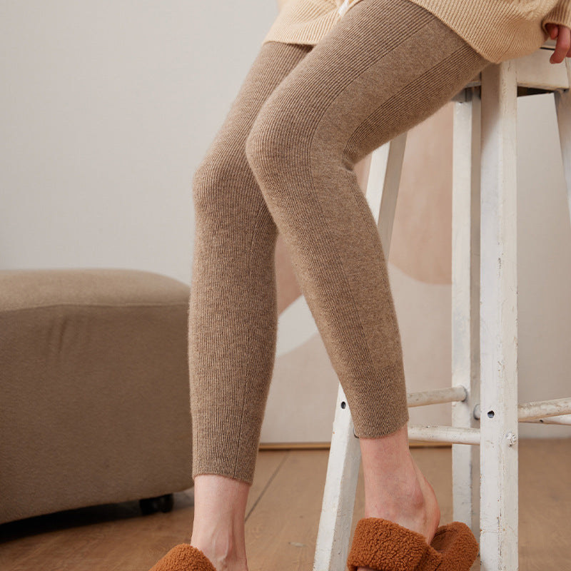 Mallas de cachemira con cordón ajustable para mujer, ropa interior de cintura alta, leggings ajustados