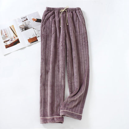 Couple Flannel Home Pants Trousers Thick Coral Fleece Warm Pants Men Plus Size Pants - BAGMODA