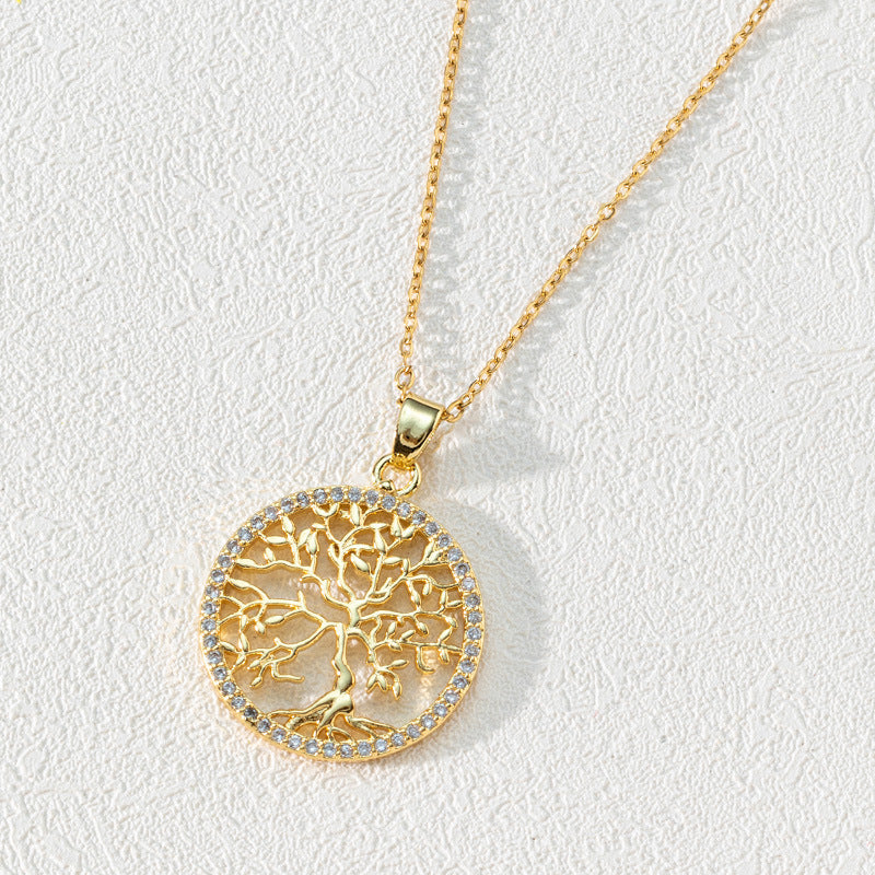Popular Round Hollow Tree Of Life Pendant Necklace
