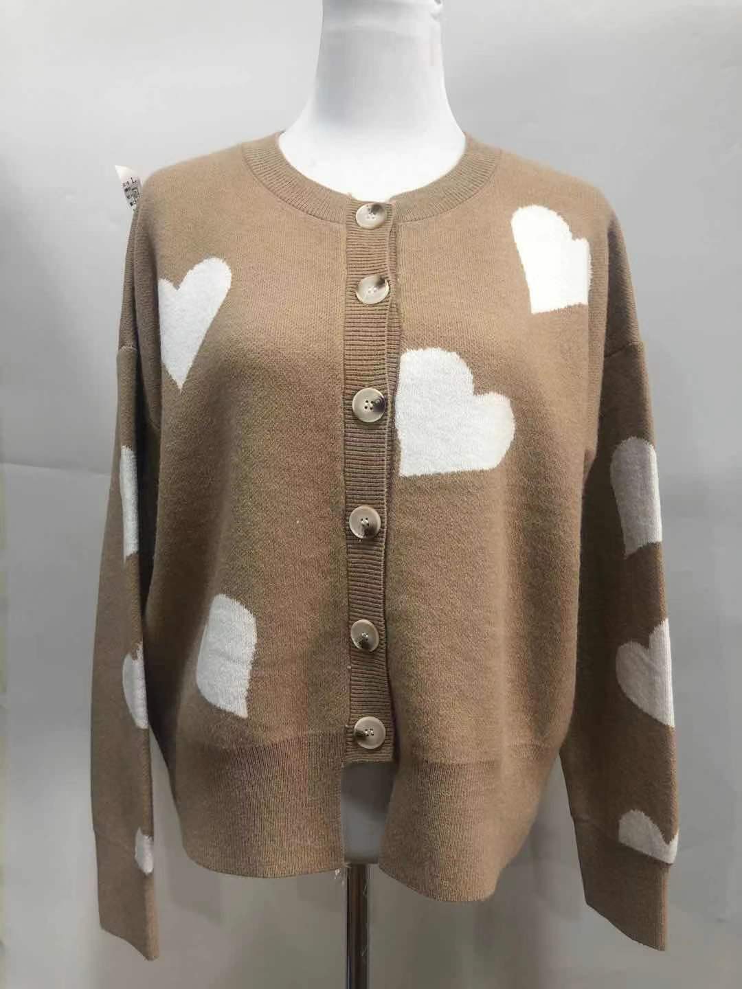 Women's Heart Sweater Single Breasted Cardigan Knitwear Coat Outwear Clothes