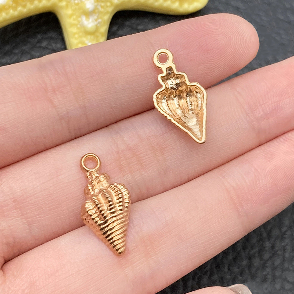 Gold Marine Life Starfish Conch Alloy Pendant DIY Bracelet Earring Ornament Pendant