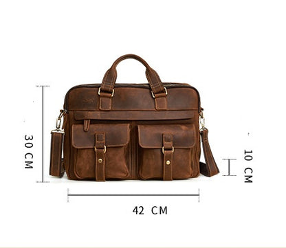 Bolsos genuinos para hombre, bolsos de negocios retro para hombre, maletín de piel de vaca, bolso oblicuo, bolso para portátil de 15,6 pulgadas