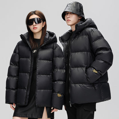 Kurze warme Steppjacke für Herbst und Winter für Herren und Damen, gleicher schwarz-goldener Wintermantel