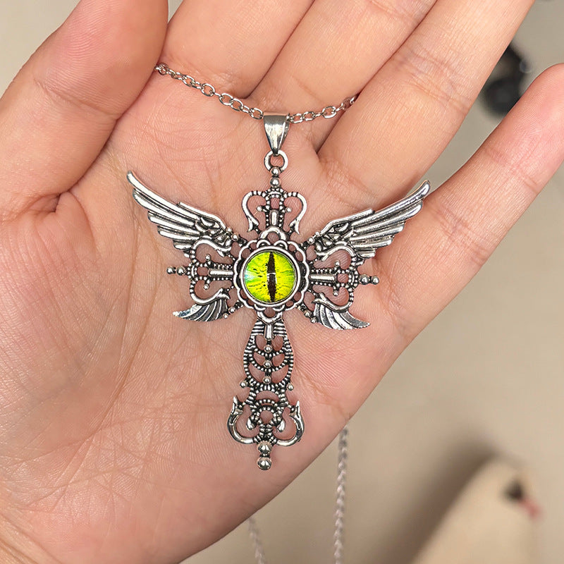 Creative Devil Wings Cross Necklace Necklace
