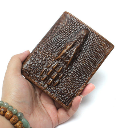 Mode Lässig herren Brieftasche Retro Öl Wachs Haut Krokodil Muster