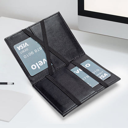 Nuevo tarjetero plegable de gran capacidad, cartera de cuero genuino