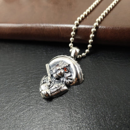 Colgante de gato vintage de plata de ley S925