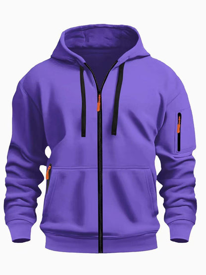Sudadera con capucha y cremallera para hombre, estilo deportivo, informal, tipo cárdigan