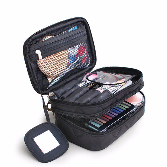 Double waterproof portable cosmetic bag
