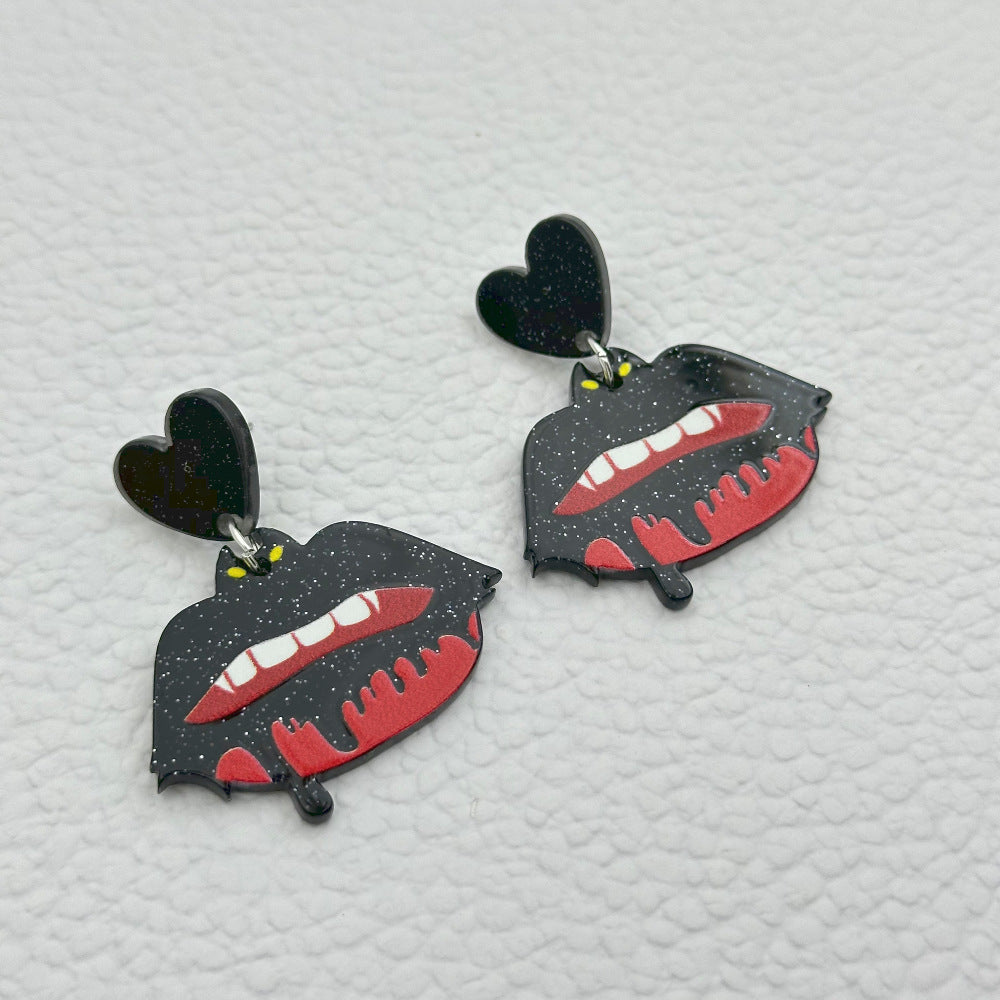 Halloween Day Ornament Colorful Ghost Eyes Funny Acrylic Earrings For Women